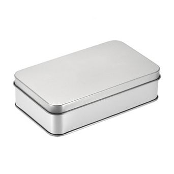 Metal Tin Box, Rectangular Empty Tinplate Containers with Lid 1 pc