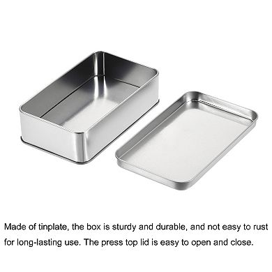 Metal Tin Box, Rectangular Empty Tinplate Containers with Lid 1 Pc