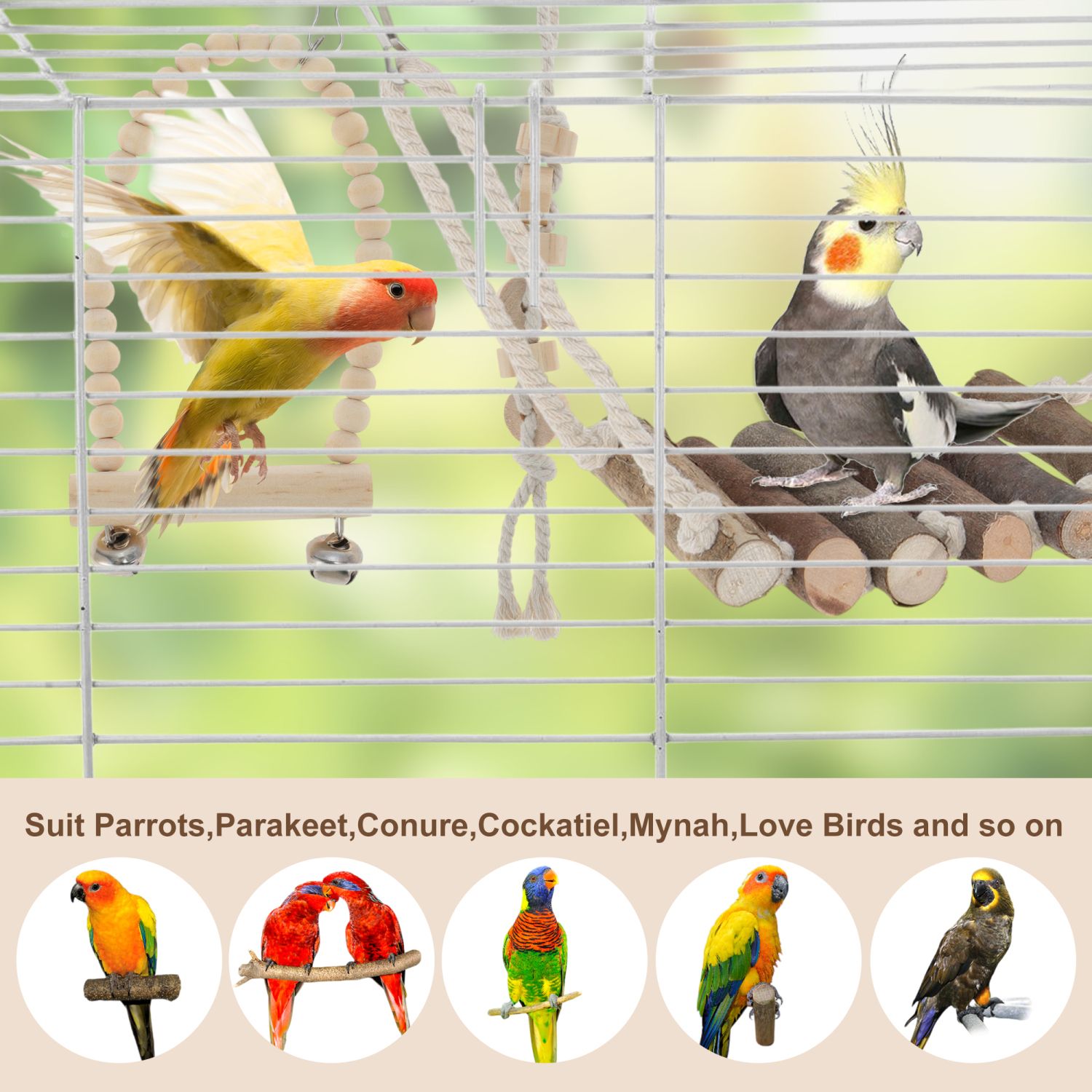 ESSGUO 2 Pcs Parrot Toys - Colorful Spinning Rattle Wheel For Cockatiel, Budgie, Parakeet Cage - View #10