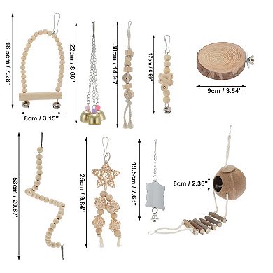 9 Pcs Cockatiel Toys, Interactive Bird Toy, Parrots Chewing Wood and Rope Bird Cage Accessories