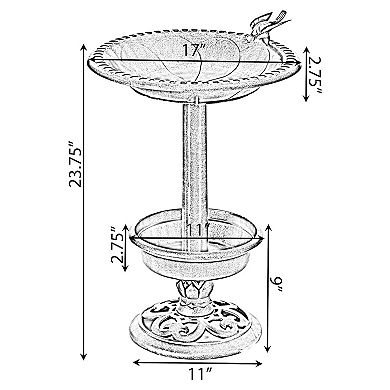 Outdoor Garden Bird Bath and Solar Powered Round Pond Fountain with Planter Bowl, Copper