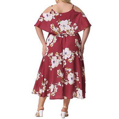 Plus Size Summer Dresses for Women Square Neck Adjustable Strap Beach Sundress Casual Maxi Dress
