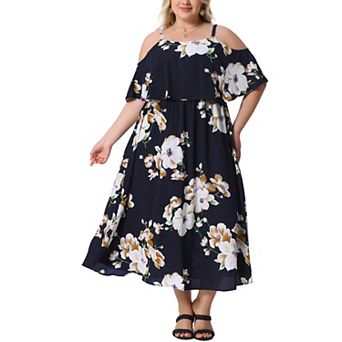 Plus Size Summer Dresses for Women Square Neck Adjustable Strap Beach Sundress Casual Maxi Dress