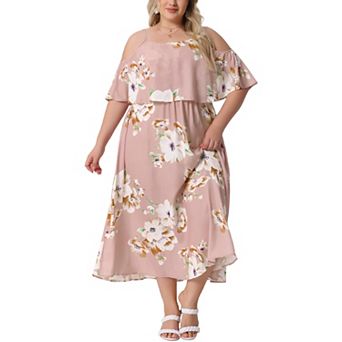 Plus Size Summer Dresses for Women Square Neck Adjustable Strap Beach Sundress Casual Maxi Dress