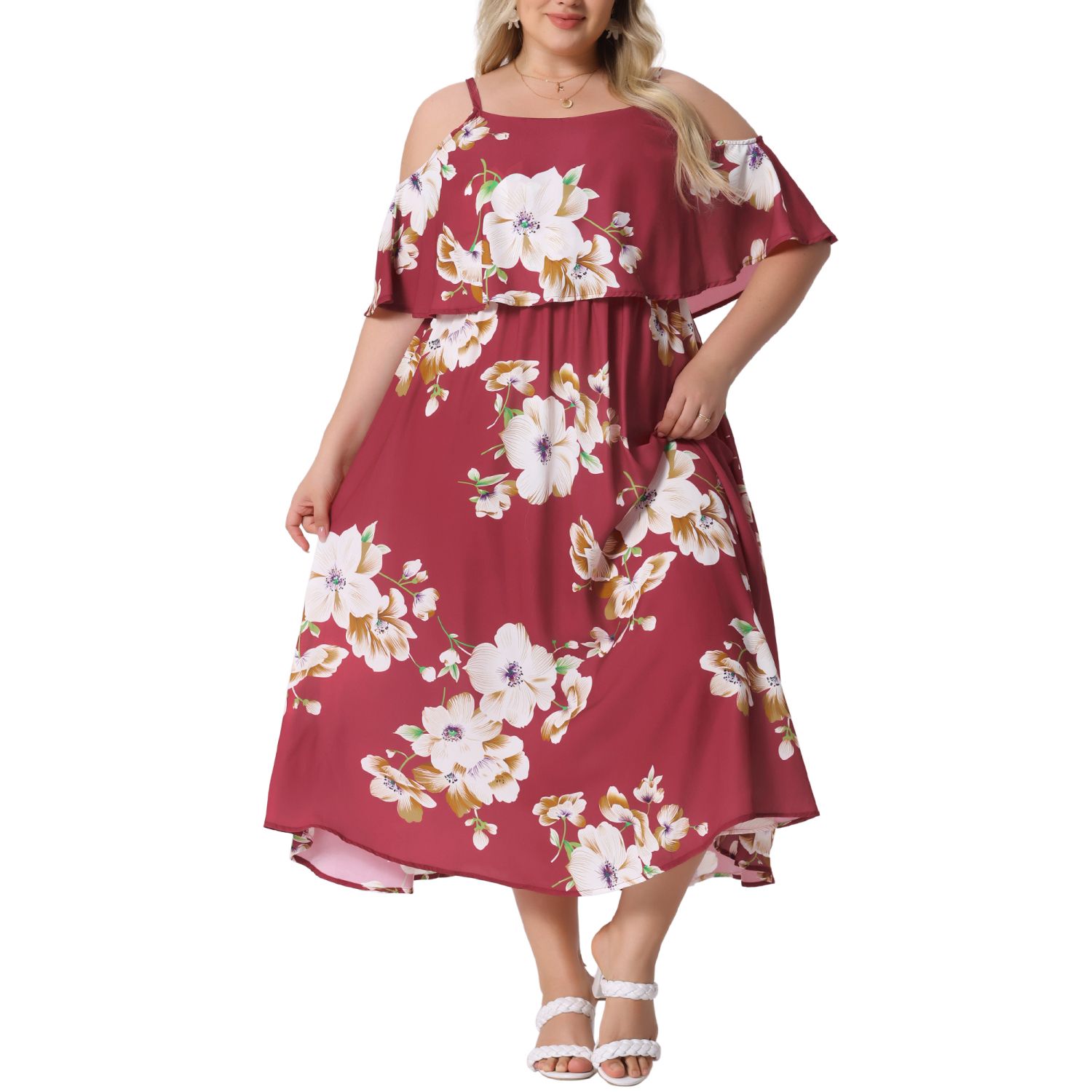 Женские платья Plus Size Summer Dresses for Women Square Neck Adjustable Strap Beach Sundress Casual Maxi Dress