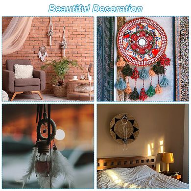 2" Dream Catcher Rings, 6 Pcs Metal Macrame Wreath Floral Round Ring Hoop