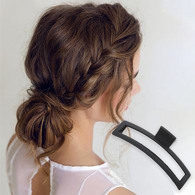 Frosted Rectangle Hair Clips for Home Black 1 Pc