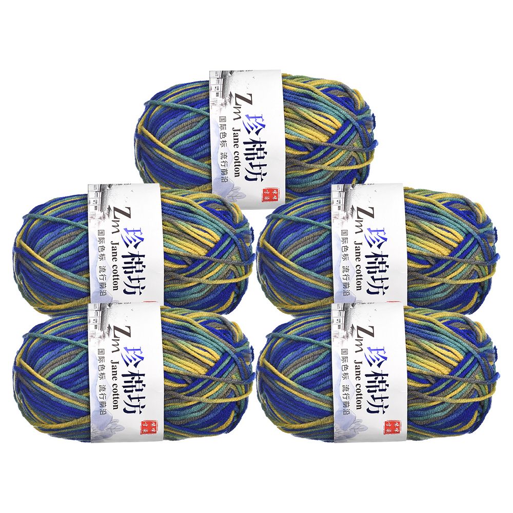 Cotton Blend Yarn, 5 Pack of 50g/1.76oz Soft Crochet Craft Yarns