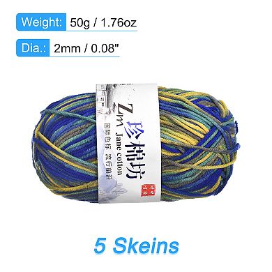 Cotton Blend Yarn, 5 Pack of 50g/1.76oz Soft Crochet Craft Yarns for Knitting and Crocheting