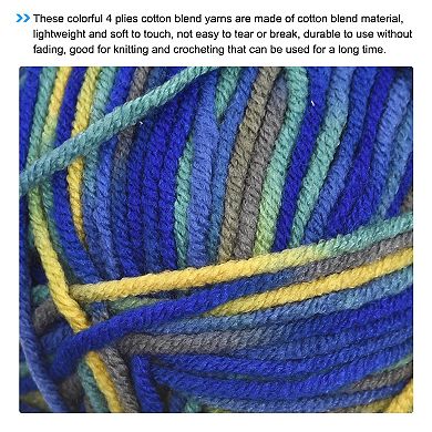 Cotton Blend Yarn, 5 Pack of 50g/1.76oz Soft Crochet Craft Yarns for Knitting and Crocheting