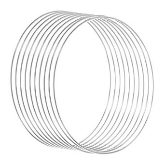 12" Dream Catcher Rings, 10 pc Metal Macrame Wreath Floral Round Ring Hoop Silver Tone