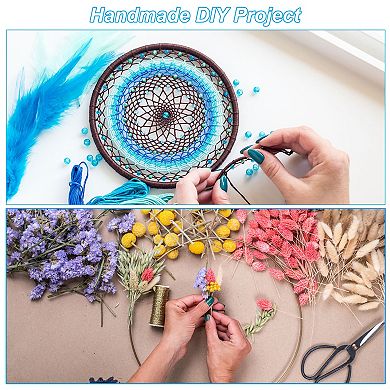 9.8" Heart Dream Catcher Rings, 6 Pcs Metal Macrame Wreath Floral Ring Hoop