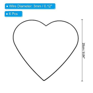 9.8" Heart Dream Catcher Rings, 6 Pcs Metal Macrame Wreath Floral Ring Hoop