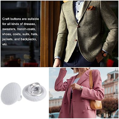 20pcs 16L Fabric Cloth Covered Button 10mm Metal Shank Round Sewing Buttons