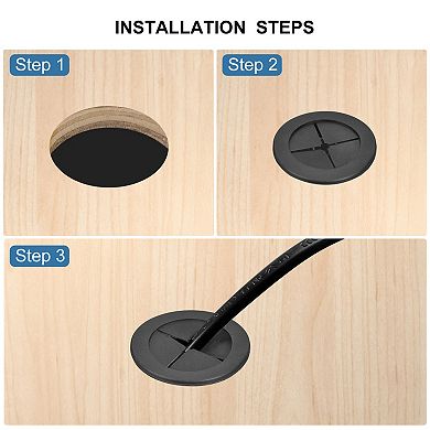 4 Pack Cable Cord Grommet, 1-1/4 Inch Desk Grommet Flexible Rubber Grommets, Black