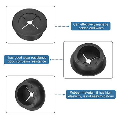 4 Pack Cable Cord Grommet, 1-1/4 Inch Desk Grommet Flexible Rubber Grommets, Black