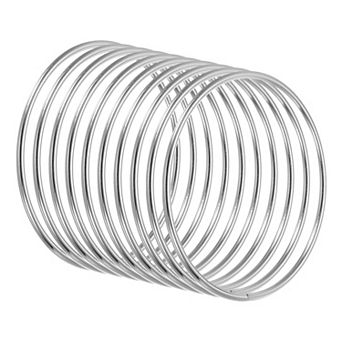 3.2" Dream Catcher Rings, 10 pc Metal Macrame Wreath Floral Round Ring Hoop Silver Tone