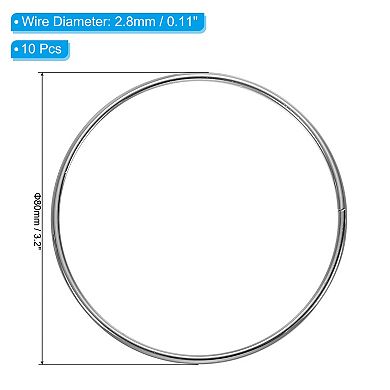 3.2" Dream Catcher Rings, 10 Pcs Metal Macrame Wreath Floral Round Ring Hoop Silver Tone