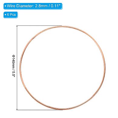 5.5" Dream Catcher Rings, 6 Pcs Metal Macrame Wreath Floral Round Ring Hoop