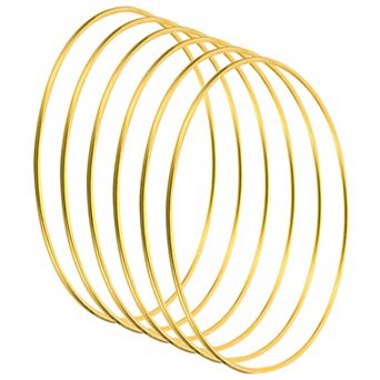 5.5" Dream Catcher Rings, 6 pc Metal Macrame Wreath Floral Round Ring Hoop