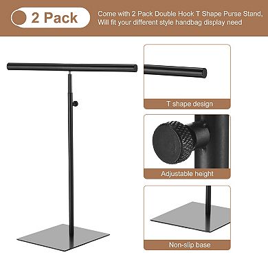 Display Stand 2 Pack Adjustable Height Jewelry Rack T Bar Tabletop Purse Holder