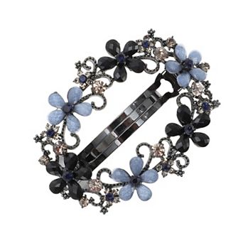 Hollow Flower French Barrette Hair Clips for Home Black Blue 1 pc