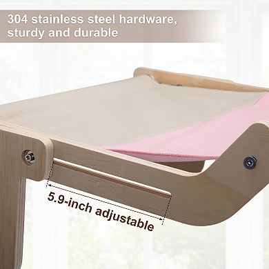 Cat Window Perch, Cat Perch with Sturdy Wood and Stainless Steel Frame, Cat Window Hammock