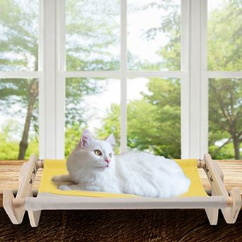 Cat Window Perch, Cat Perch with Sturdy Wood and Stainless Steel Frame, Cat Window Hammock
