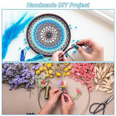7.5" Dream Catcher Rings, 6 Pcs Metal Macrame Wreath Floral Round Ring Hoop
