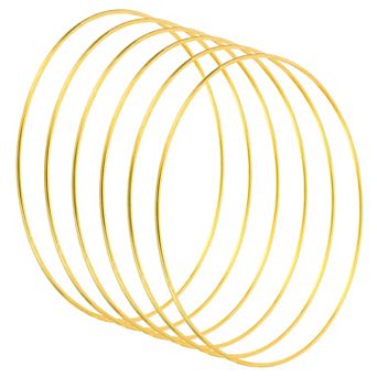 7.5" Dream Catcher Rings, 6 pc Metal Macrame Wreath Floral Round Ring Hoop