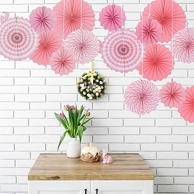 Hanging Paper Fans Set Round Pattern Paper Garlands Decoration for Party Birthday Graduation 6pcs