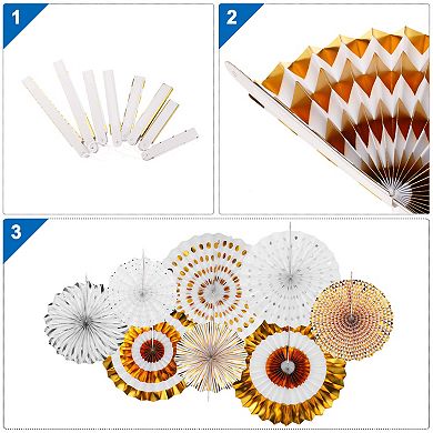 Hanging Paper Fans Set Round Pattern Paper Garlands Decoration for Party Birthday Graduation 6pcs