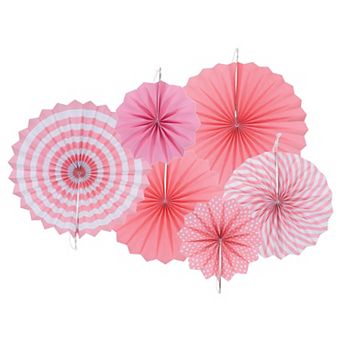 Hanging Paper Fans Set Round Pattern Paper Garlands Decoration for Party Birthday Graduation 6 pc