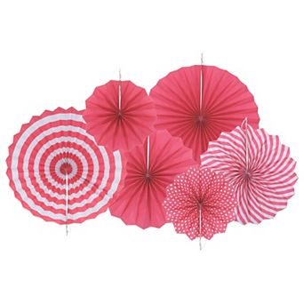 Hanging Paper Fans Set Round Pattern Paper Garlands Decoration for Party Birthday Graduation 6 pc
