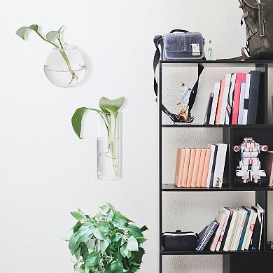 Wall Vases, 4 Pcs Planters Hanging Glass Cylinder Terrariums Propagation Station for Home Decor
