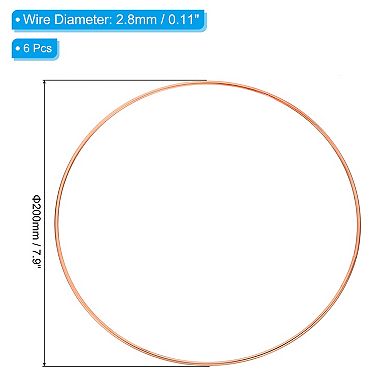 7.9" Dream Catcher Rings, 6 Pcs Metal Macrame Wreath Floral Round Ring Hoop