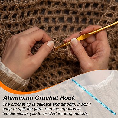 Aluminum Crochet Hook Knitting Needles for DIY Craft Yarn 10Pcs