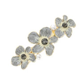 Paint Flowers French Barrette Hair Clips for Home Gray 1 pc