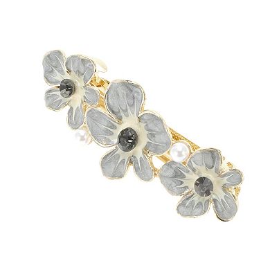Paint Flowers French Barrette Hair Clips for Home Gray 1 Pc