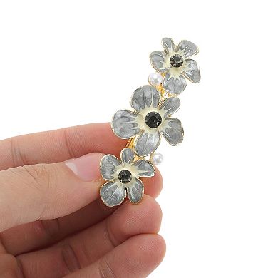 Paint Flowers French Barrette Hair Clips for Home Gray 1 Pc