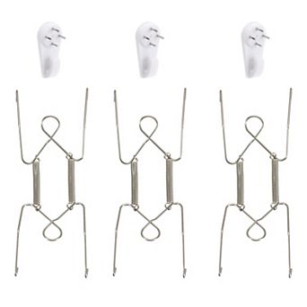 3 pc Plate Hanger, Stainless Steel Invisible Wall Plate Hangers with 3 pc Wall Hooks