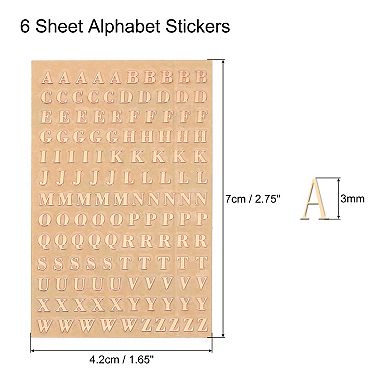 6 Sheets Letter Resin Stickers 3D Small A to Z Rose Gold Mini Alphabet Sticker