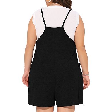 Plus Size Romper for Women Summer Casual Sleeveless Spaghetti Strap Shorts Overalls Jumpsuit