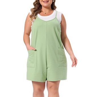 Plus Size Romper for Women Summer Casual Sleeveless Spaghetti Strap Shorts Overalls Jumpsuit