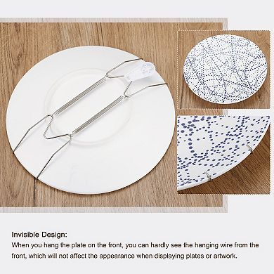 Plate Hanger, 14 Inch Stainless Steel Invisible Wall Plate Hangers with Wall Hooks for Decorative