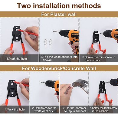 Garage Hooks, 6 Pack Wall Mount Garage Hanger Organizer Utility Storage Hooks Steel Tool Hangers