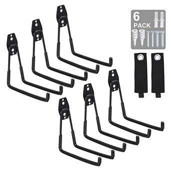 Garage Hooks, 6 Pack Wall Mount Garage Hanger Organizer Utility Storage Hooks Steel Tool Hangers