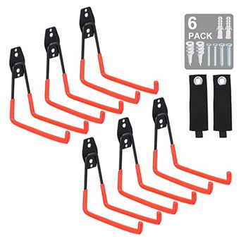 Garage Hooks, 6 Pack Wall Mount Garage Hanger Organizer Utility Storage Hooks Steel Tool Hangers