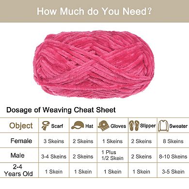 2Skeins Velvet Yarn Chenille Yarn 2x100g/7.1oz 174 Yards Total Length Super Bulky Soft Blanket Yarn
