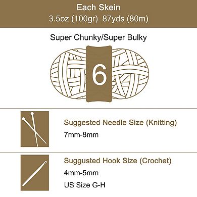 2Skeins Velvet Yarn Chenille Yarn 2x100g/7.1oz 174 Yards Total Length Super Bulky Soft Blanket Yarn